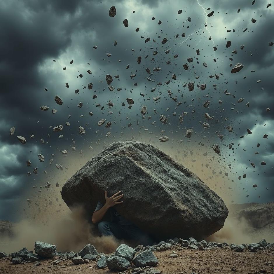 Dream : Hiding while stones are falling from the sky in your dream