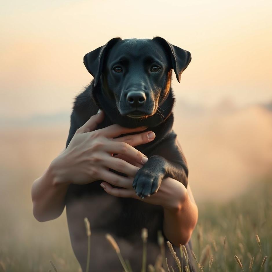 Dream : Holding a black dog in a dream
