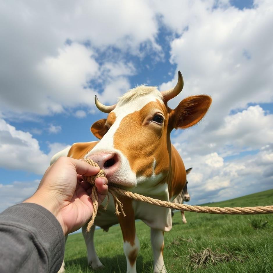 Dream : Holding a cow's rope in a dream