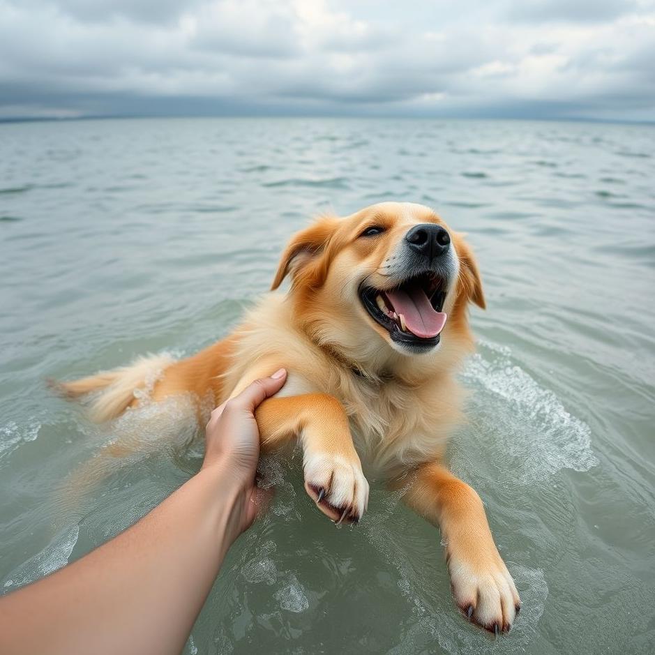 Dream : Holding a dog from overflowing in a dream