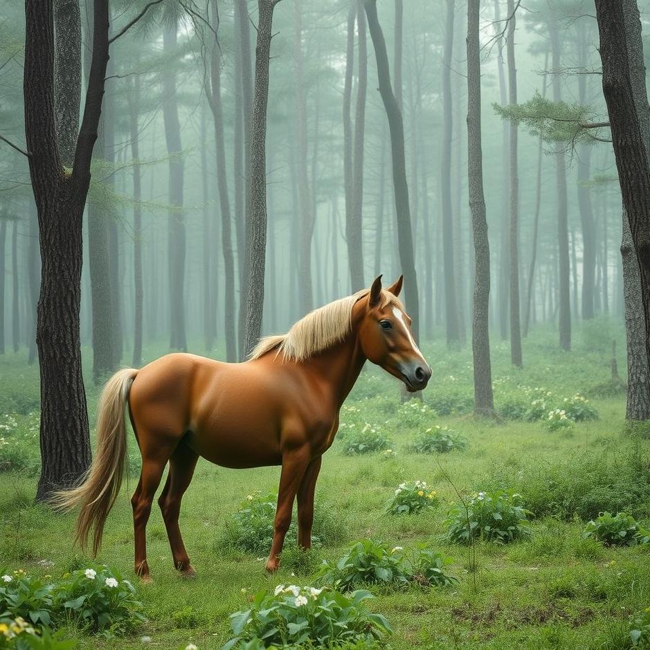 Dream : Horse in a forest in a dream