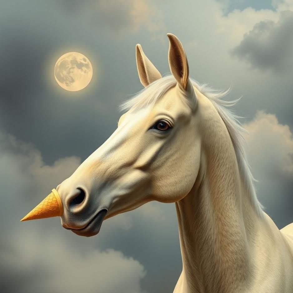 Dream : Horse with a cone in a dream