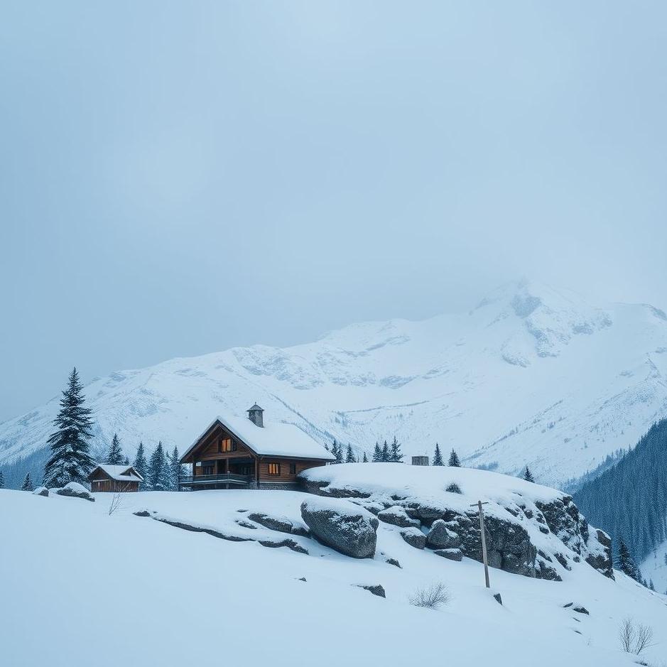 Dream : House on a snowy mountain in a dream