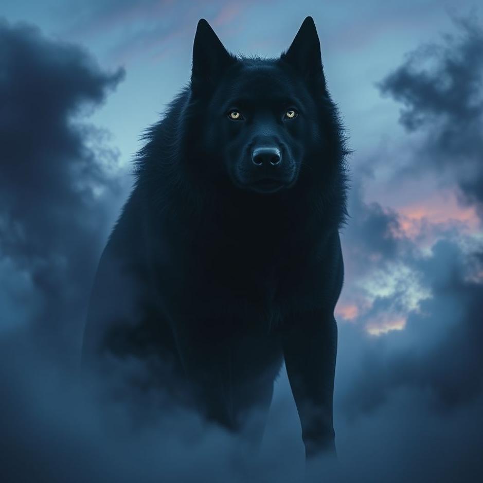 Dream : Huge black dog in a dream