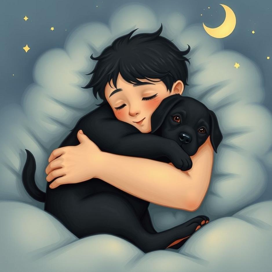 Dream : Hugging a black puppy in a dream