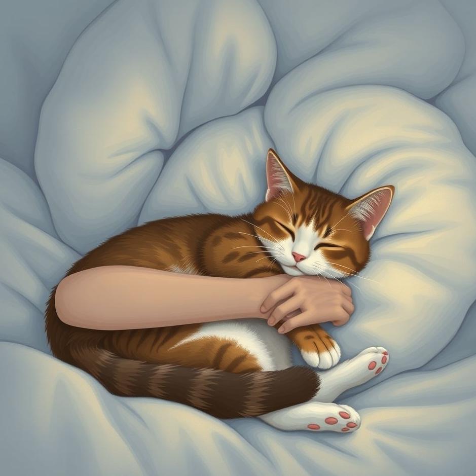 Dream : Hugging a cat and lying down in a dream