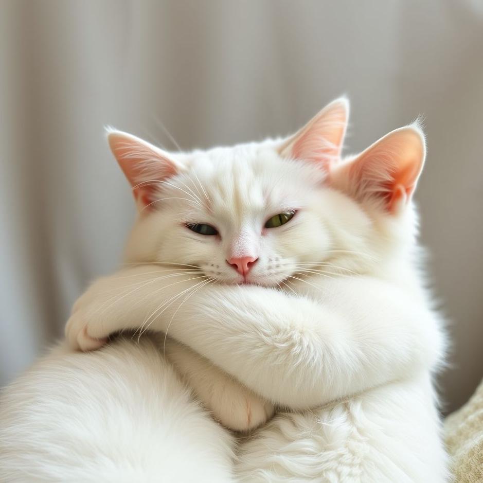 Dream : Hugging a white cat 