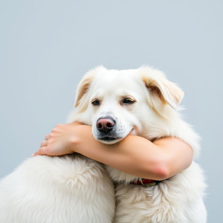 Dream : Hugging a white dog 