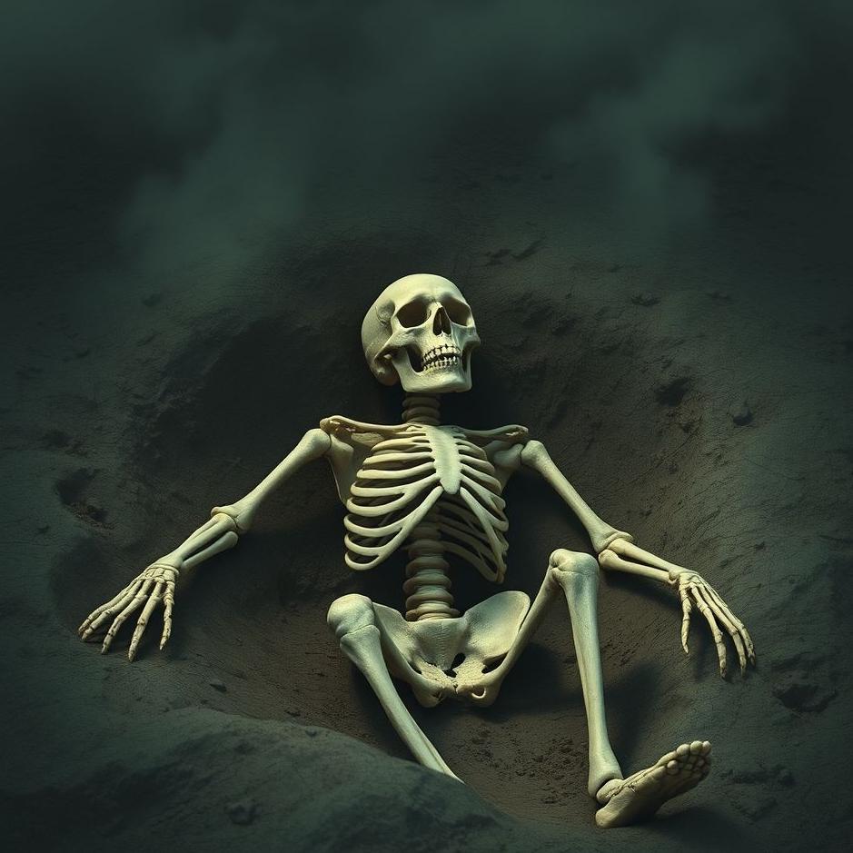 Dream : Human skeleton in a grave in a dream