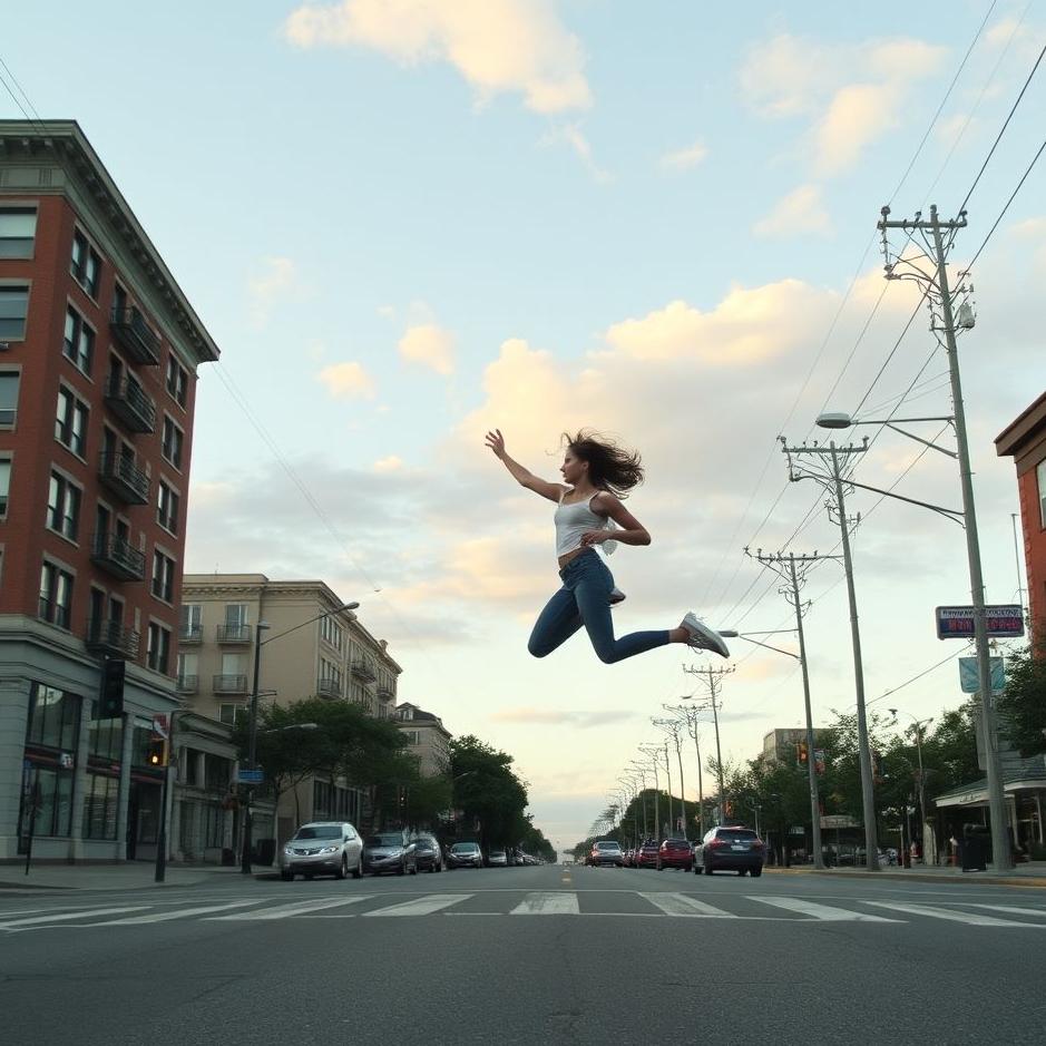 Dream : Jumping across the street in a dream