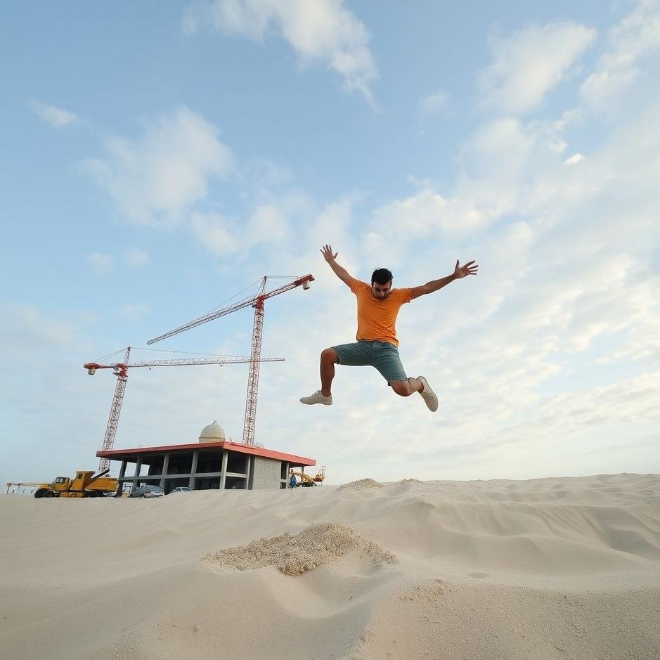 Dream : Jumping from a construction site to the sand in your dream