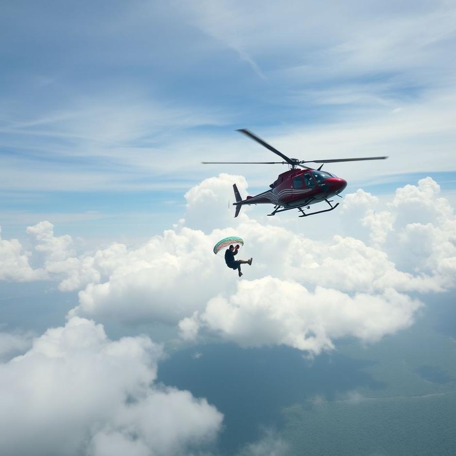 Dream : Jumping from a helicopter with a parachute in a dream