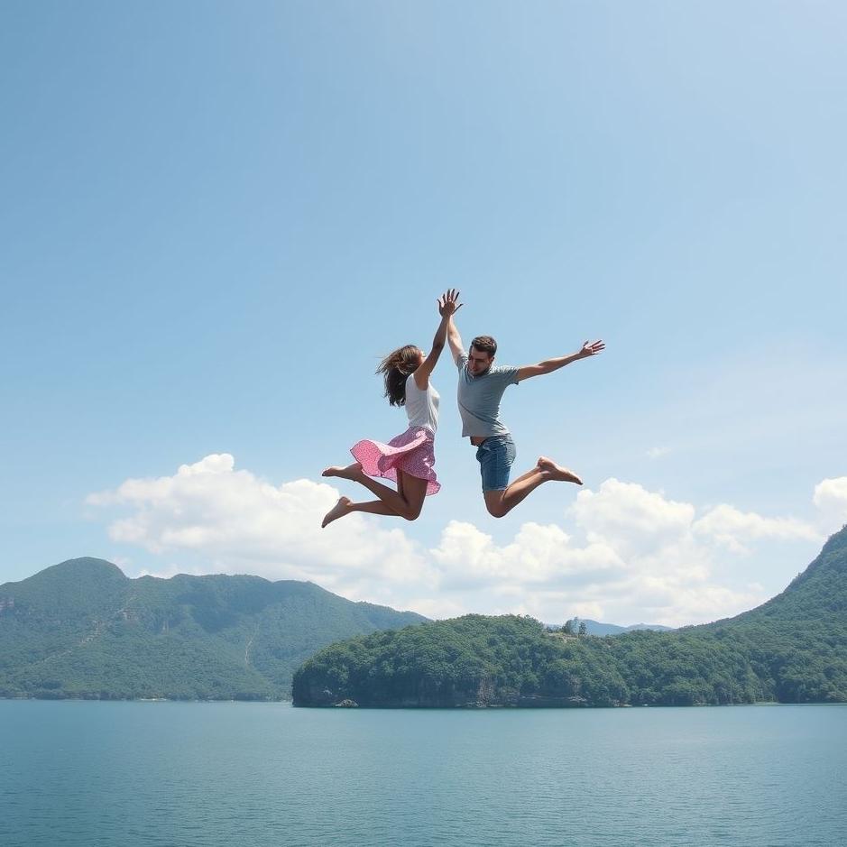Dream : Jumping from somewhere with your lover in your dream