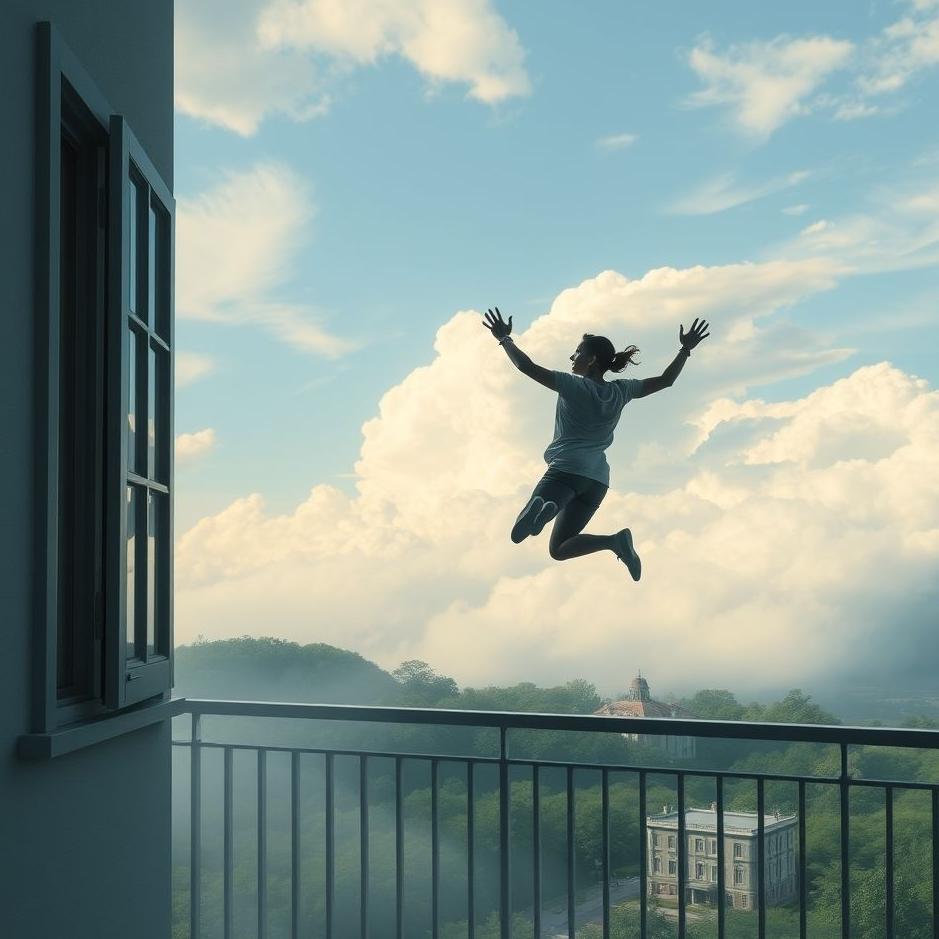 Dream : Jumping from the window to the balcony in a dream