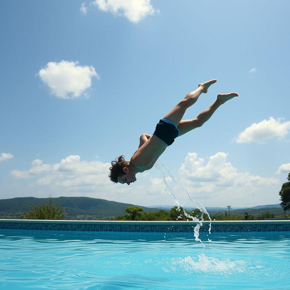 Dream : Jumping into a pool by turning somersaults in a dream