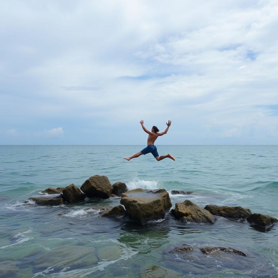 Dream : Jumping into the sea from rocks in a dream
