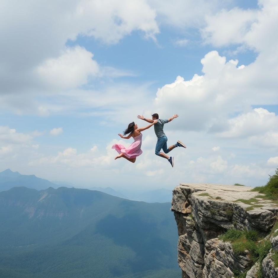Dream : Jumping off a cliff with your lover in a dream