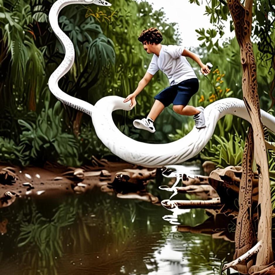 Dream : Jumping on a white snake 