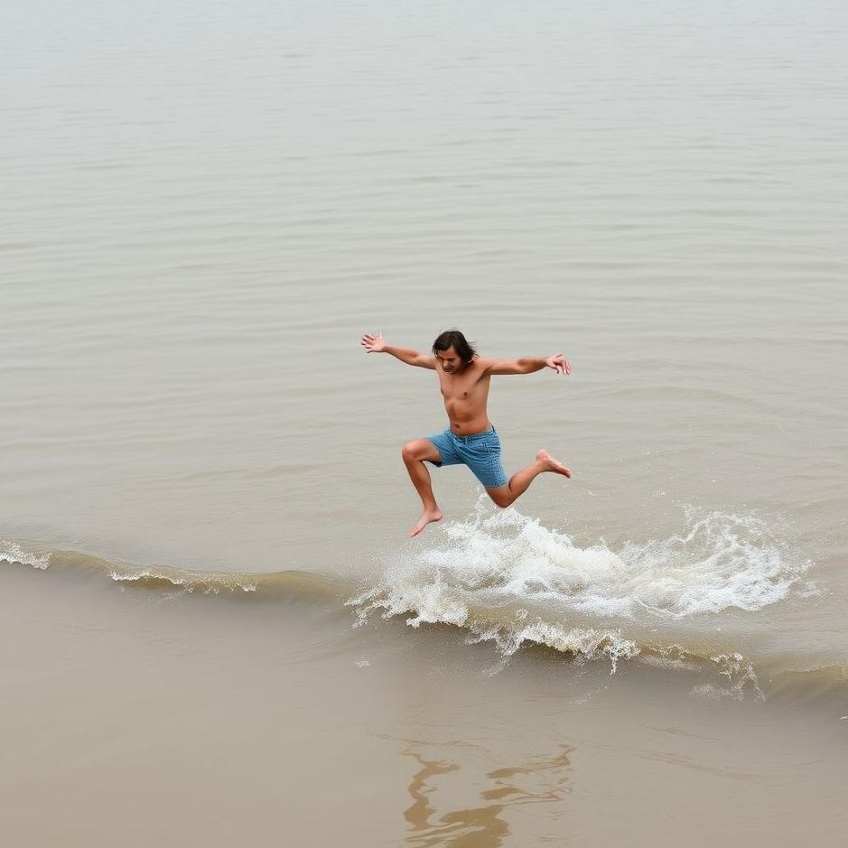 Dream : Jumping over murky water 