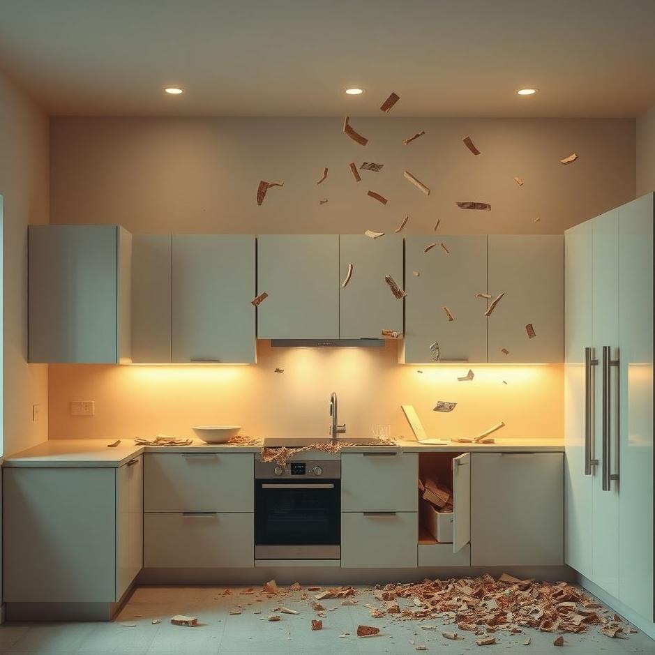 Dream : Kitchen cabinets being demolished in a dream