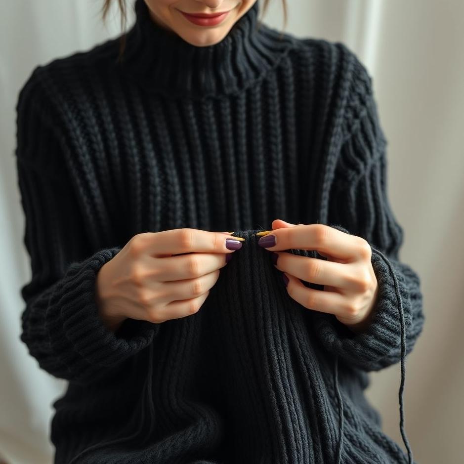 Dream : Knitting a black sweater in a dream