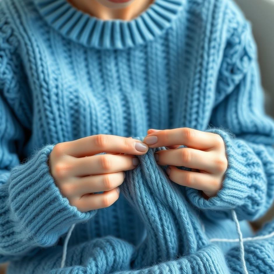 Dream : Knitting a blue sweater in a dream