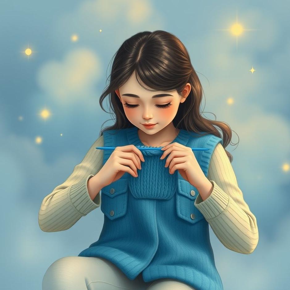 Dream : Knitting a blue vest in a dream
