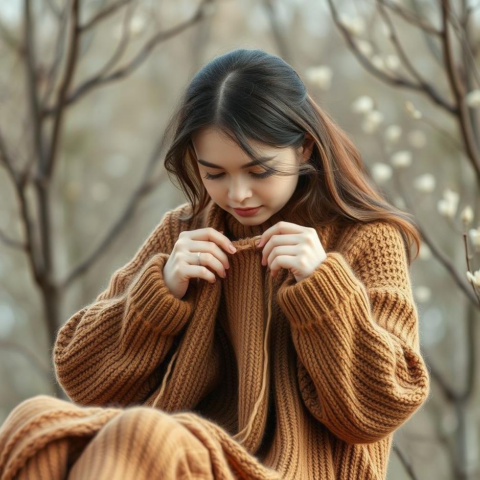 Dream : Knitting a brown sweater in a dream