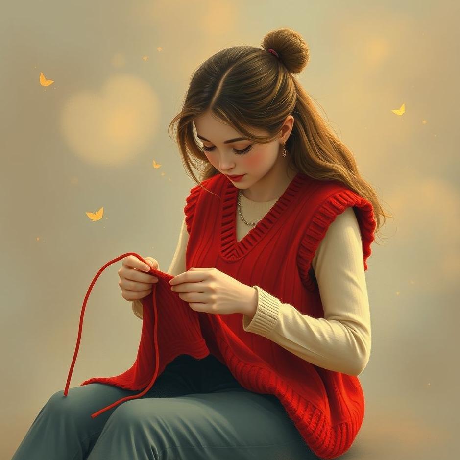 Dream : Knitting a red vest in a dream