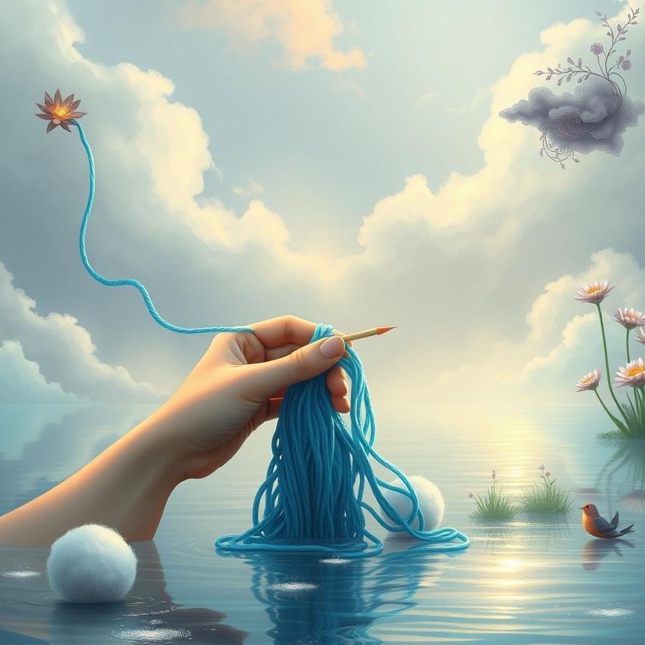 Dream : Knitting with blue thread in a dream