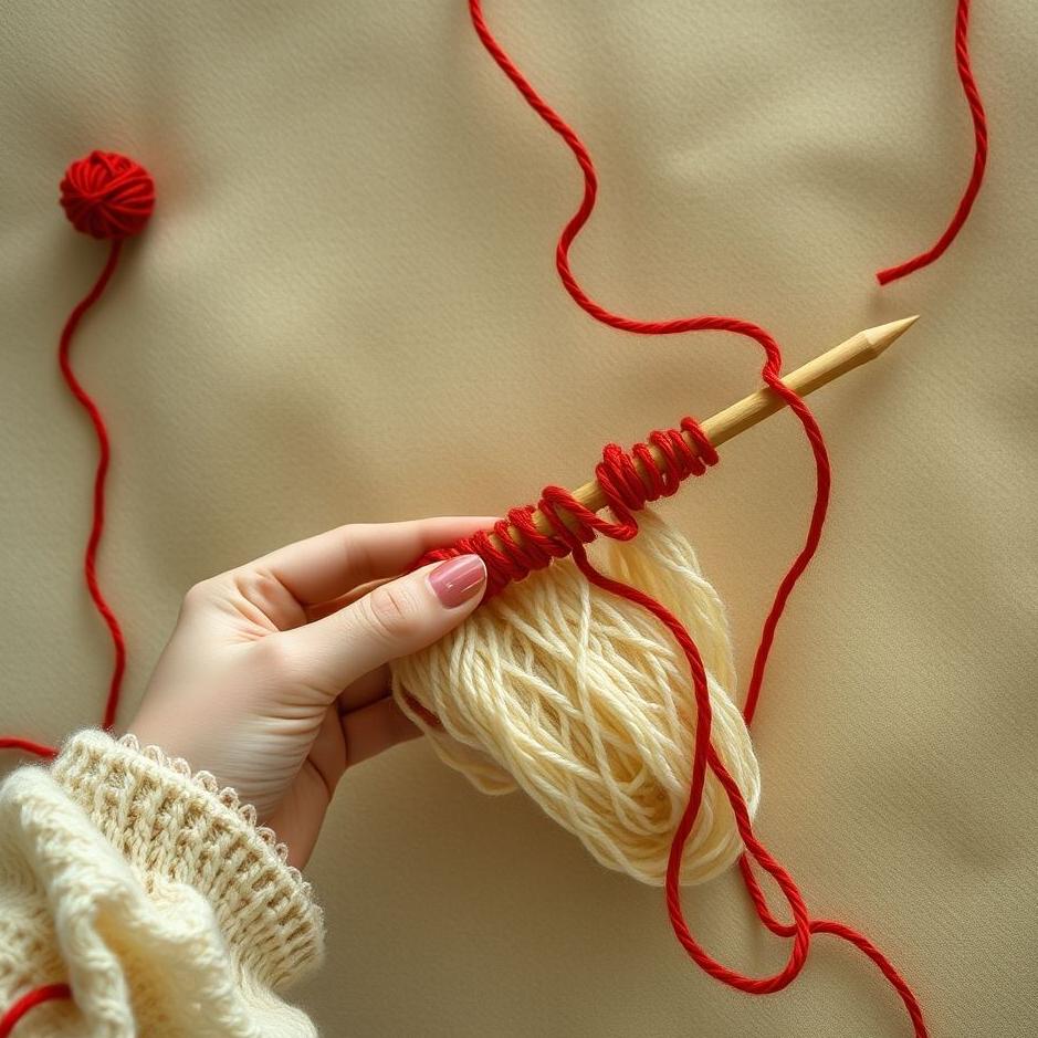 Dream : Knitting with red thread in a dream