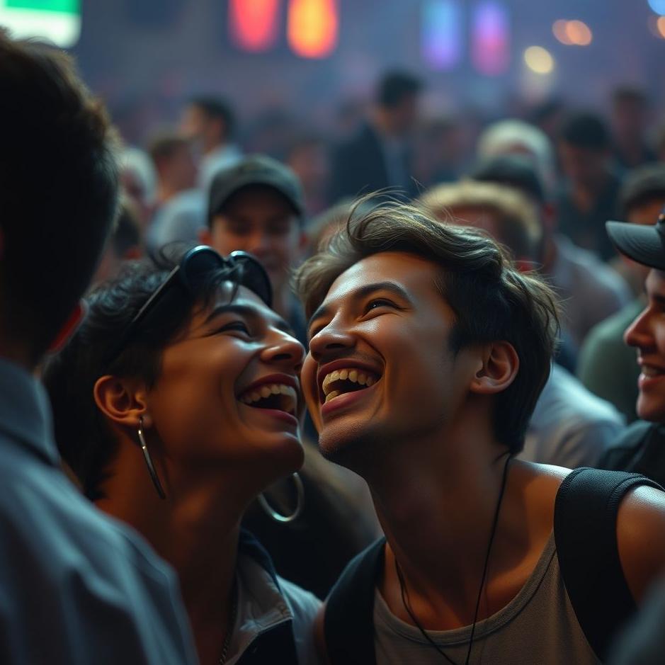 Dream : Laughing in a crowded environment in a dream