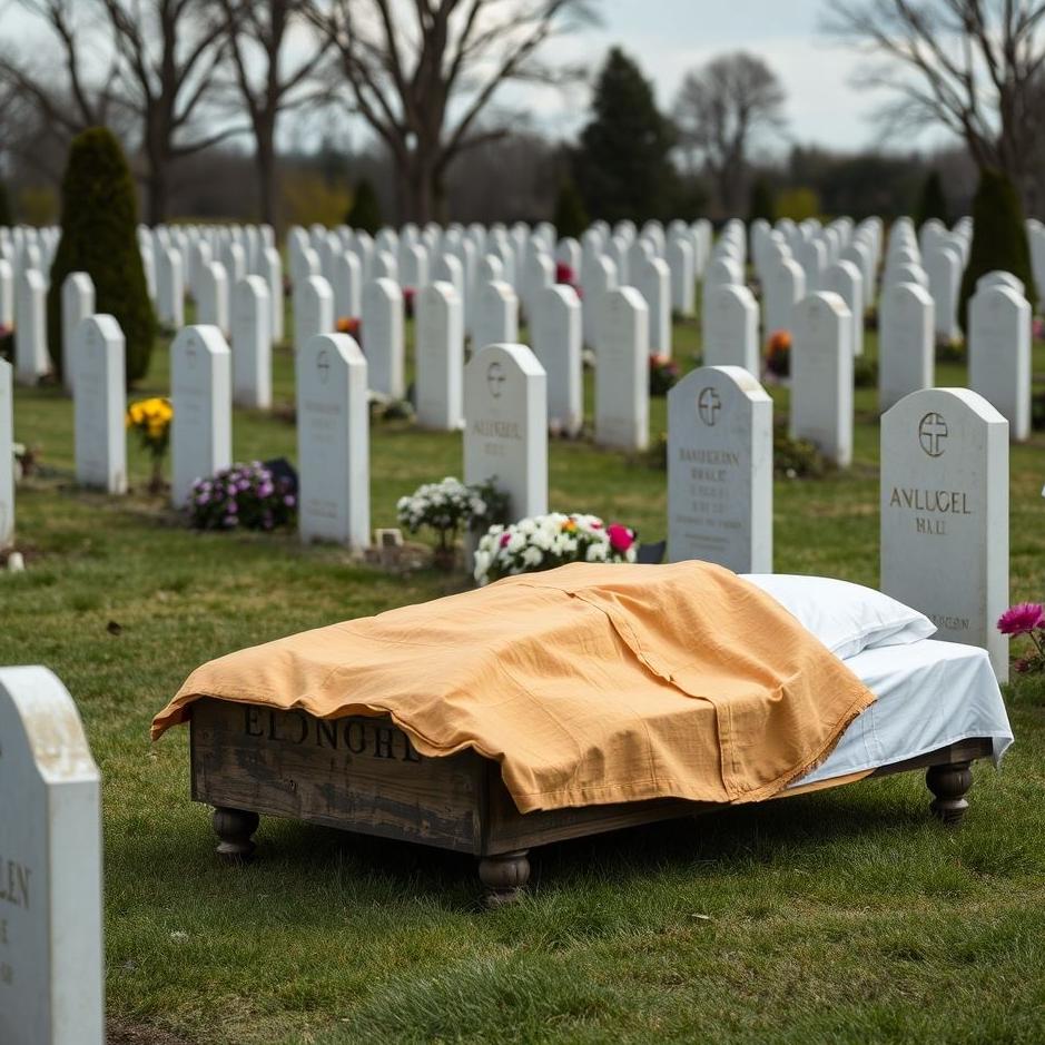 Dream : Laying a bed in a cemetery