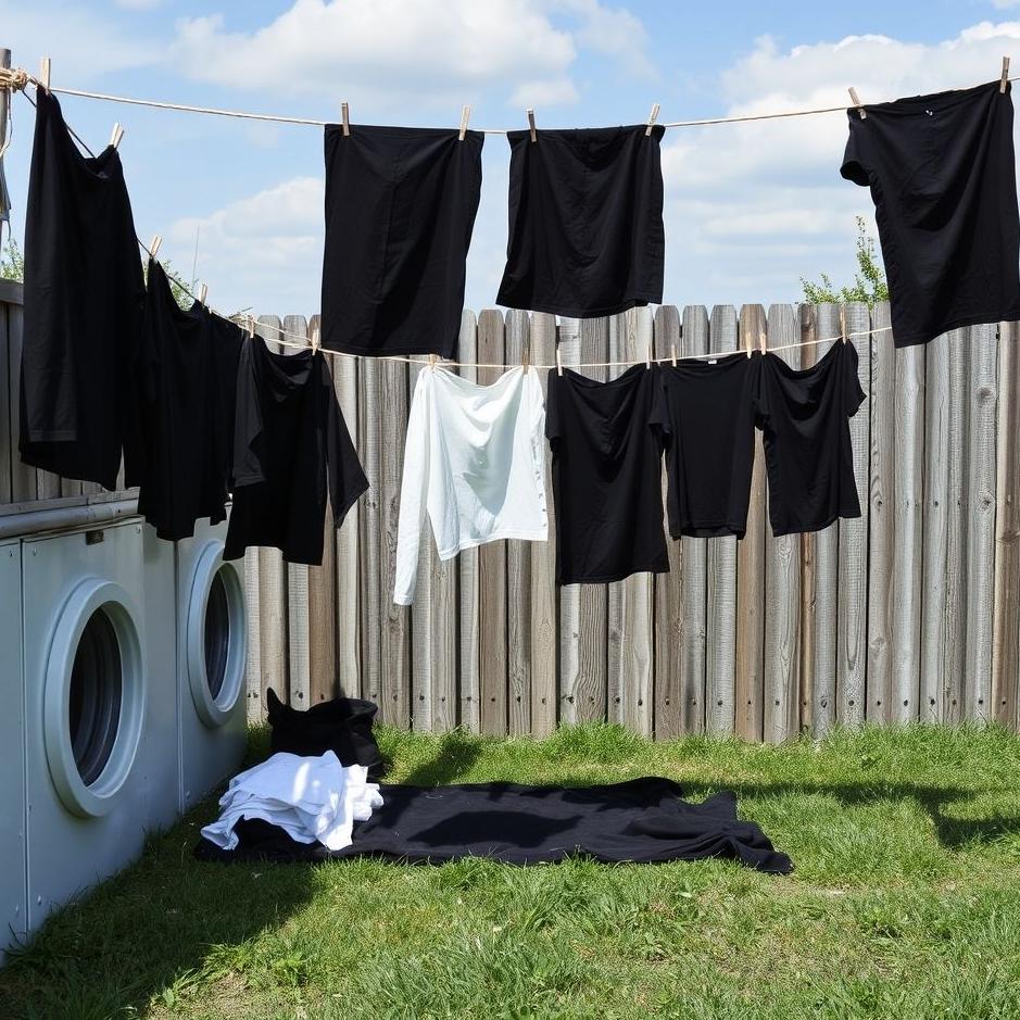 Dream : Laying out black laundry