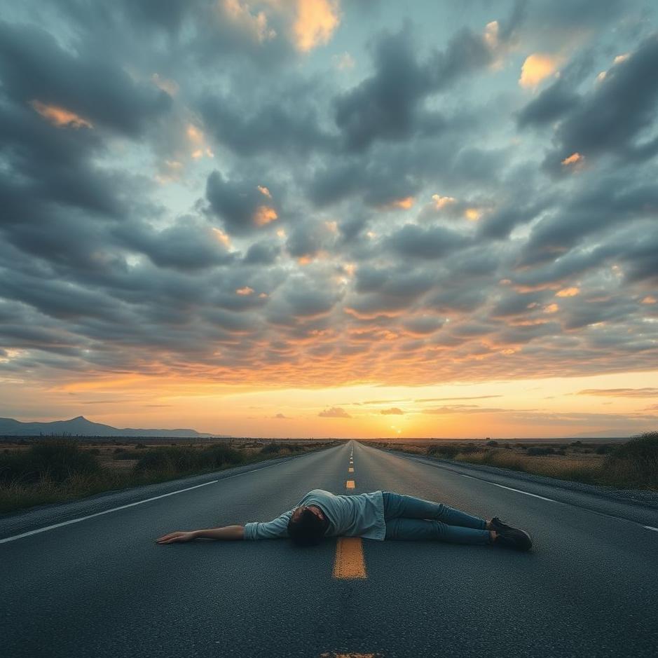 Dream : Lie on the asphalt road in the dream