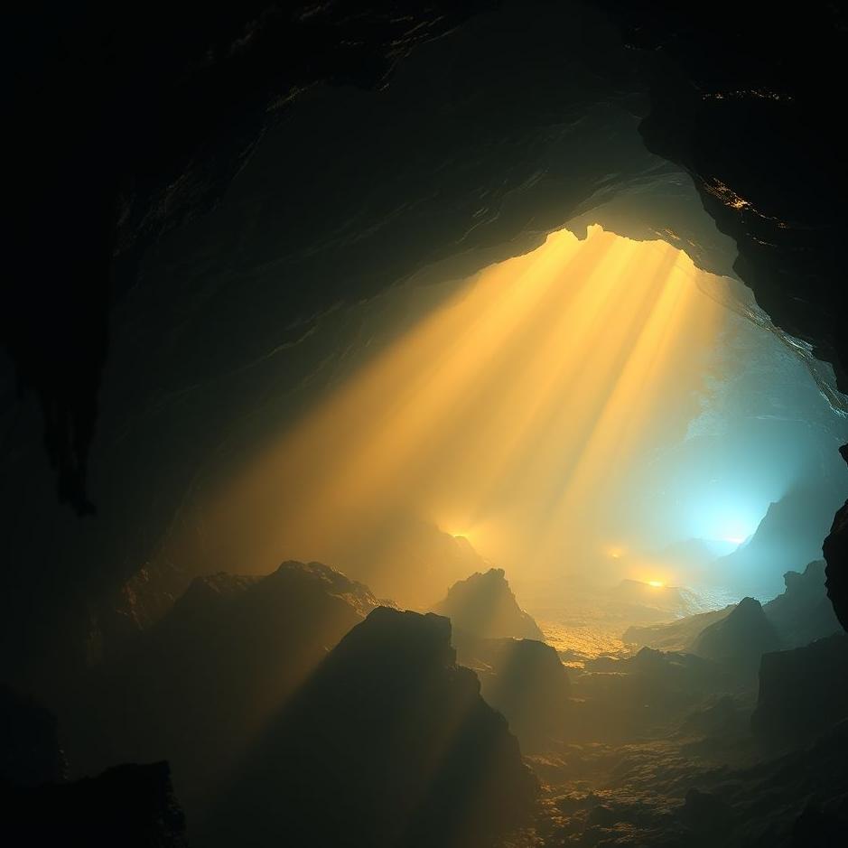 Dream : Light in a cave in a dream