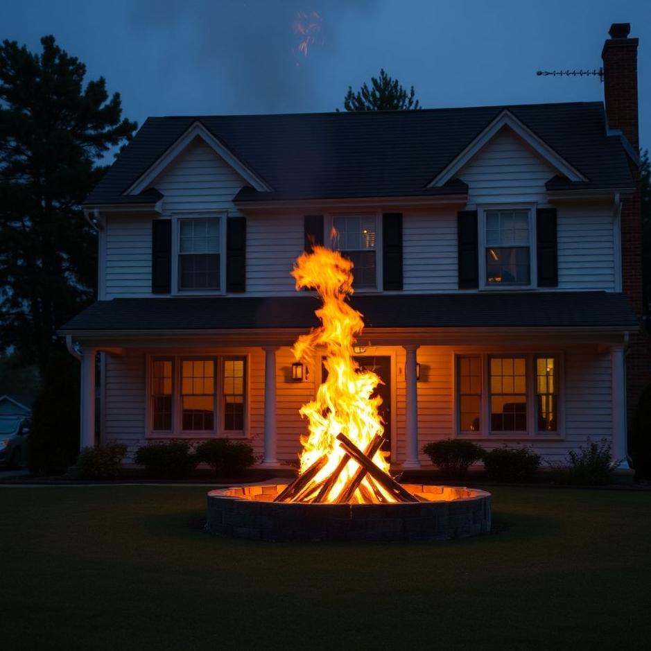 Dream : Lighting a fire in front of the house