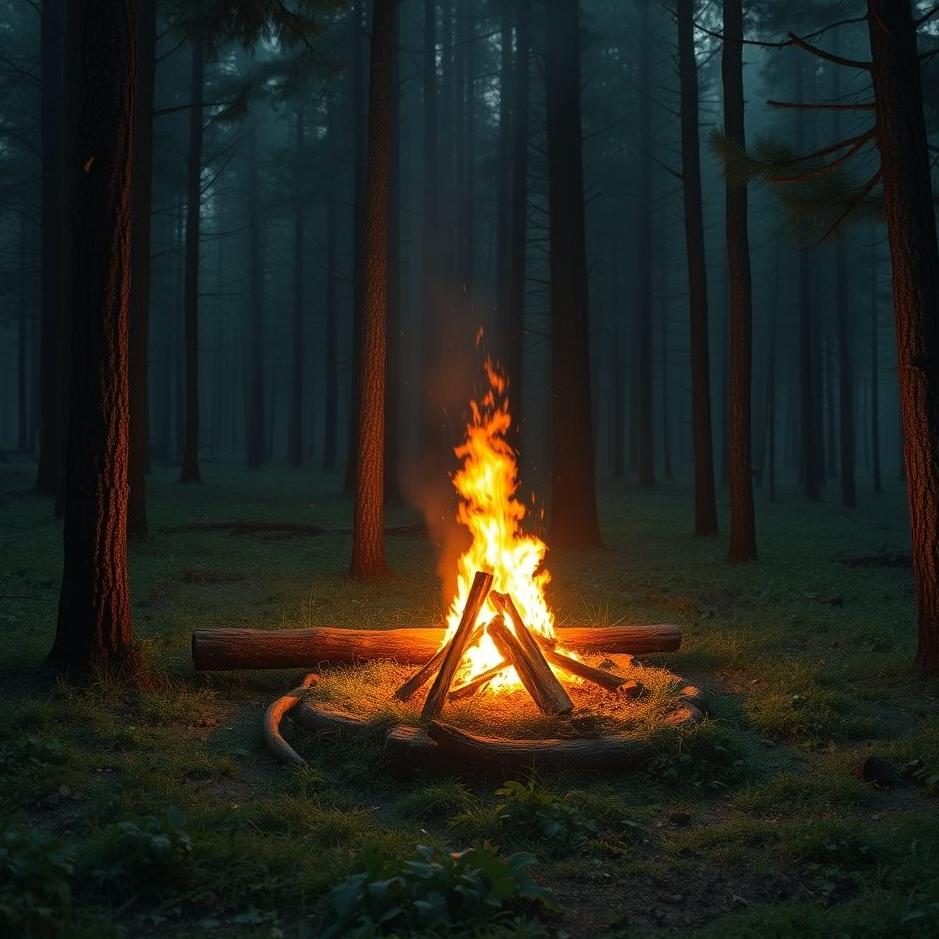 Dream : Lighting a fire in the forest in a dream