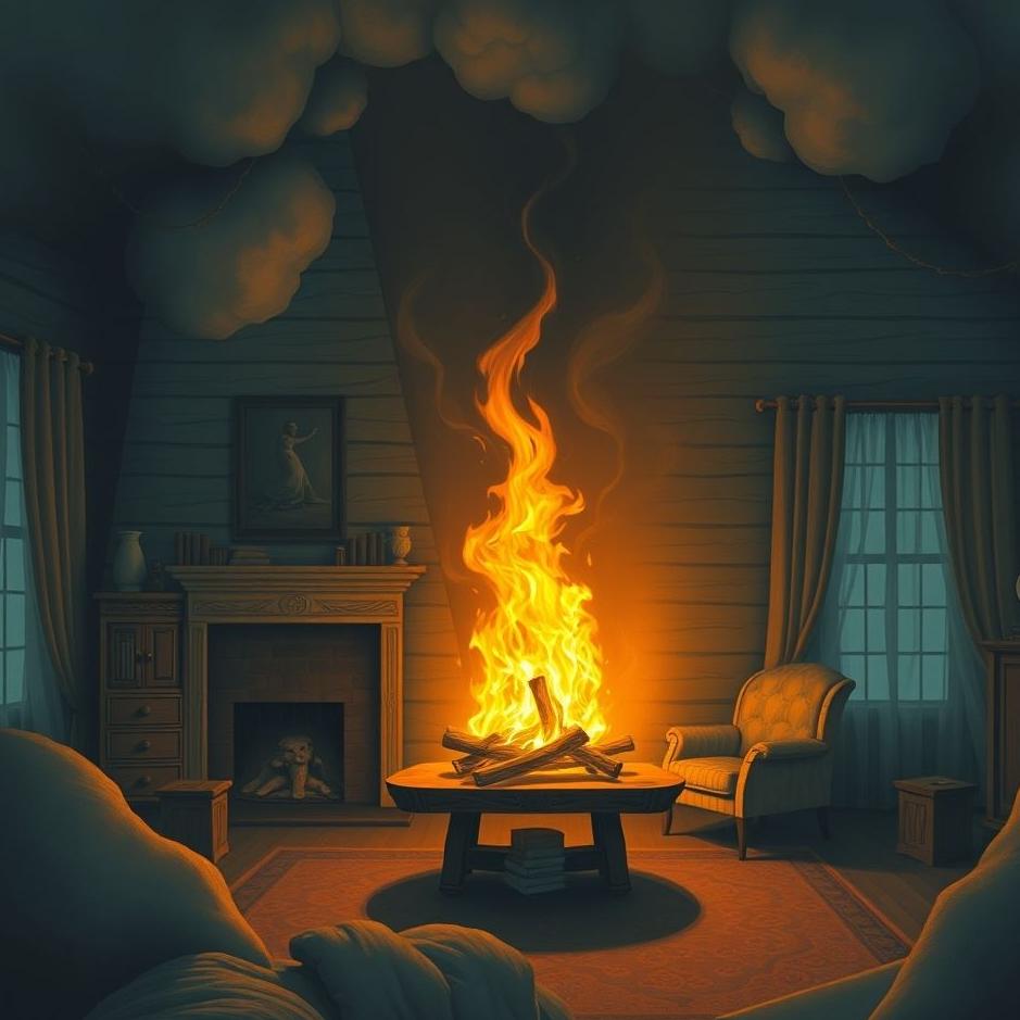 Dream : Lighting a fire in the middle of the house in a dream