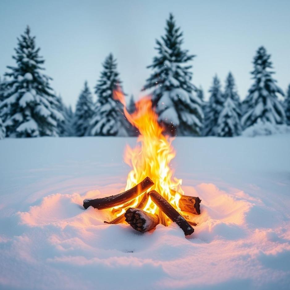 Dream : Lighting a fire in the snow