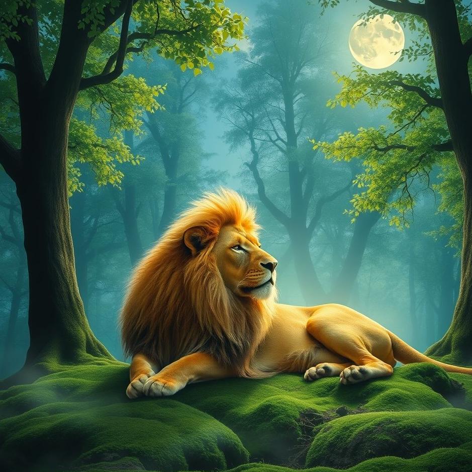 Dream : Lion in the forest in a dream