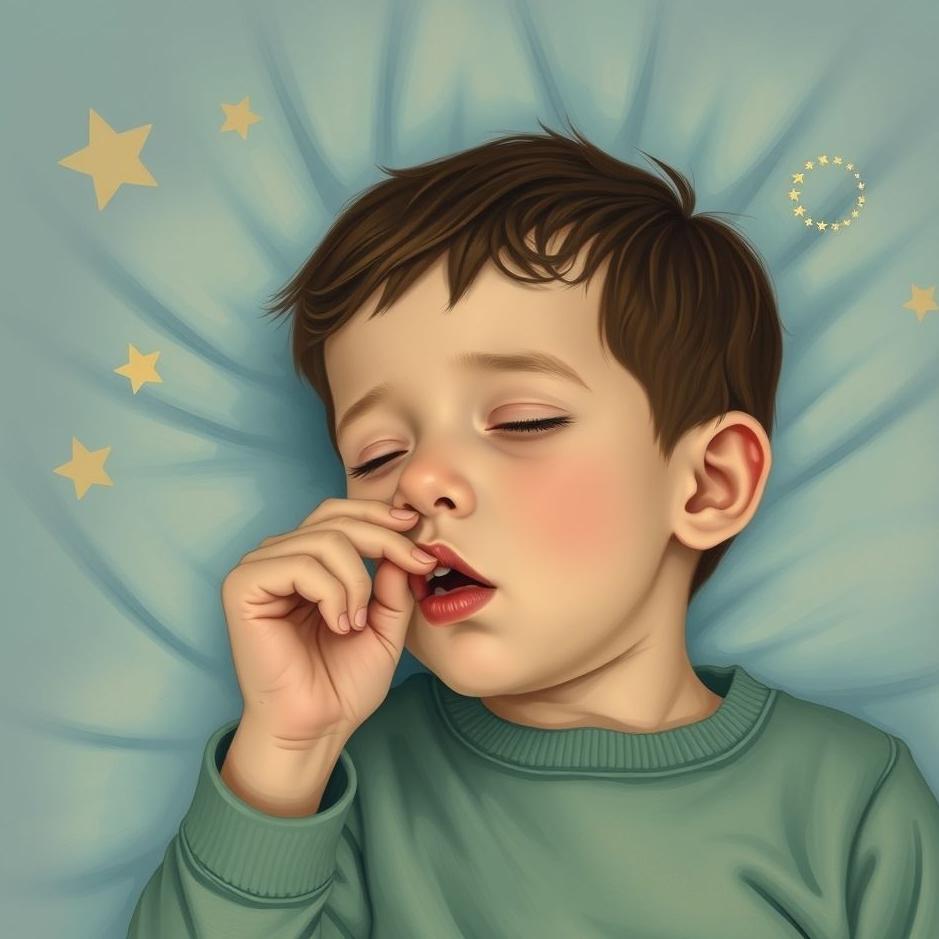 Dream : Little boy biting his hand in a dream