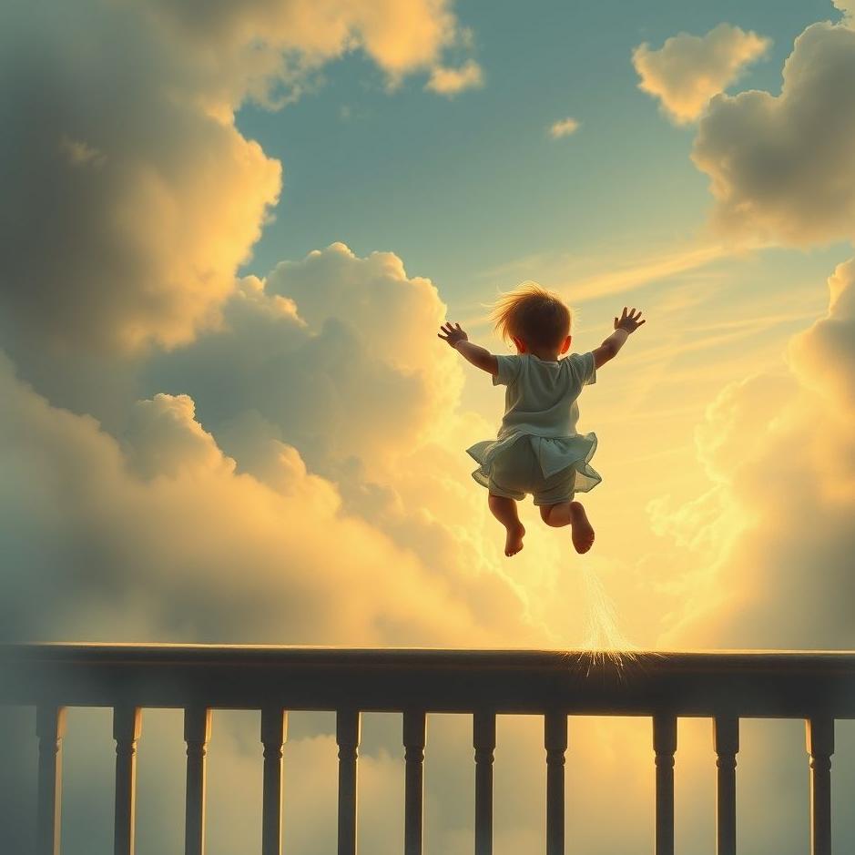 Dream : Little child jumping off the balcony in a dream