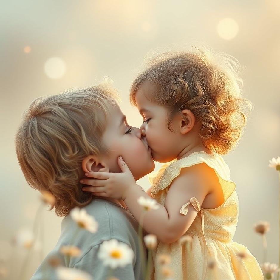 Dream : Little child kissing in a dream
