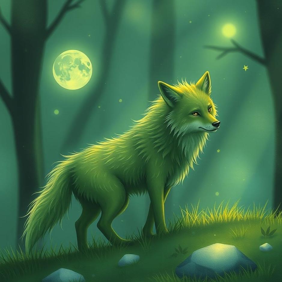 Dream : Little green wolf in a dream