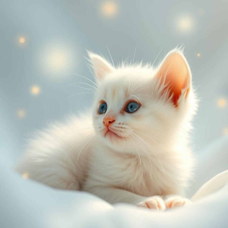 Dream : Little white kitten in a dream