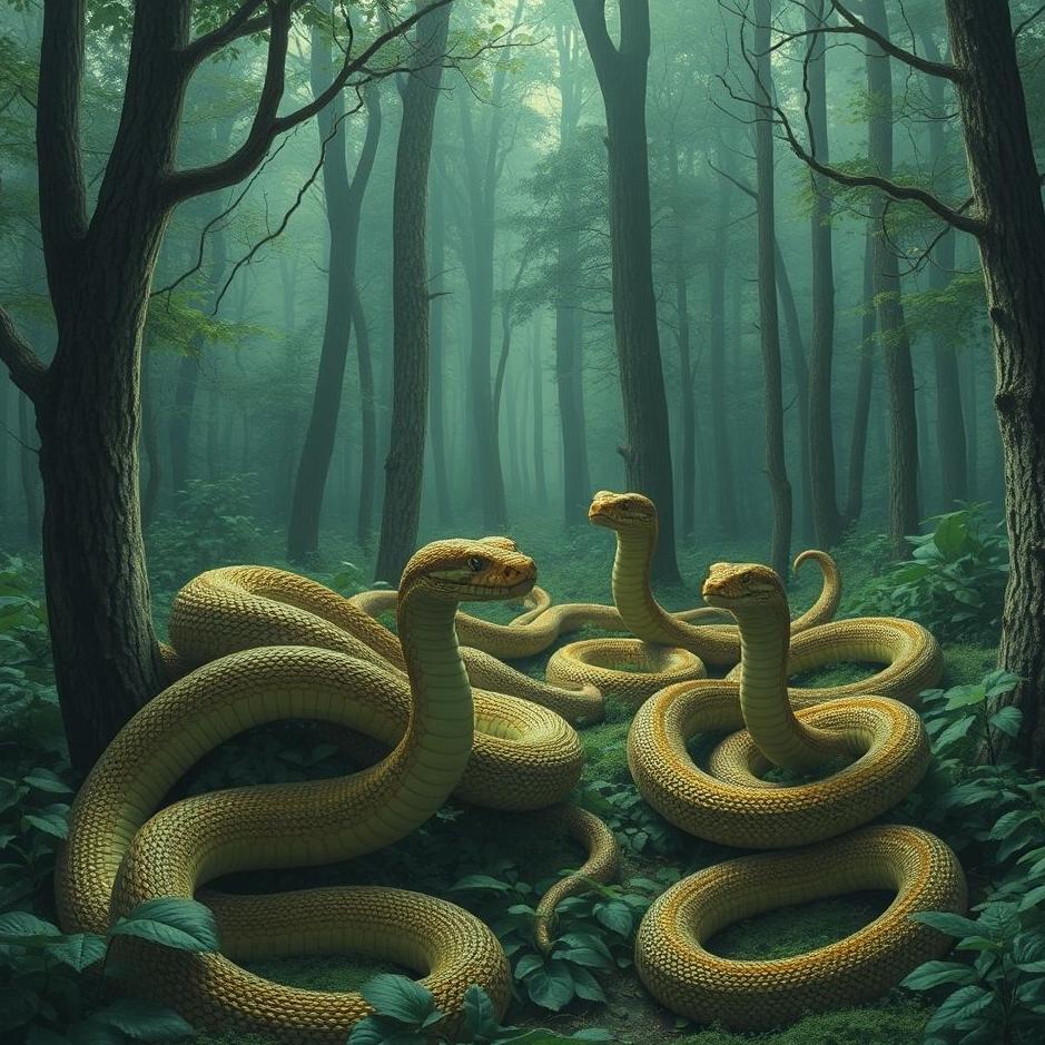 Dream : Lot of snakes in the forest in a dream