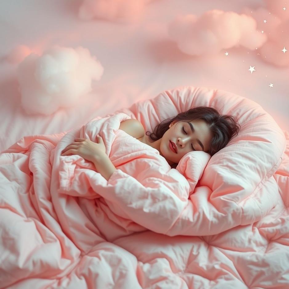 Dream : Lying on a pink quilt in a dream