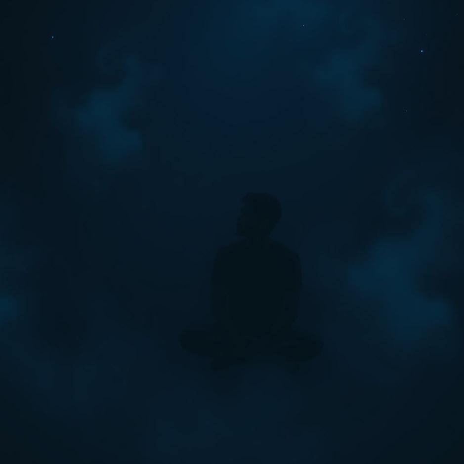 Dream : Man sitting in the dark in a dream