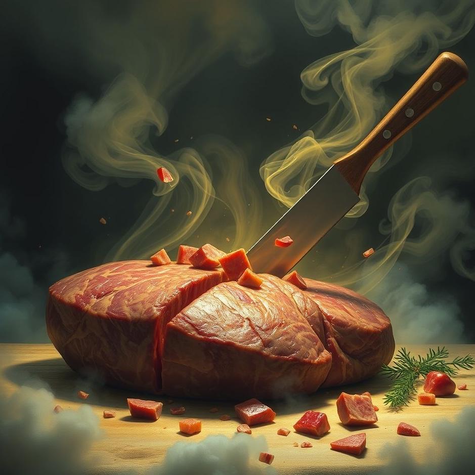 Dream : Meat being cut into pieces in a dream